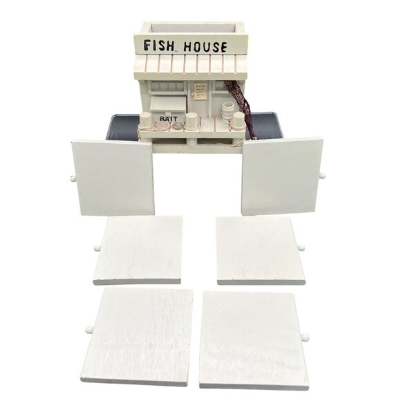 Vintage Wood Fish House Naples Florida 6 Coasters Complete Set Nautical Beachy - Picture 10 of 13